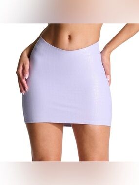 naked wardrobe faux croc embossed lilac pull on mini skirt